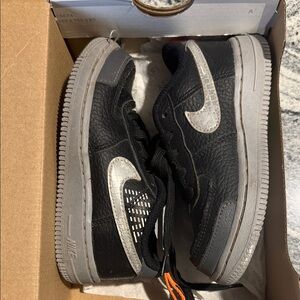 Nike Force 1 LV8 2 TD Black and Gray Sneakers with White Accents